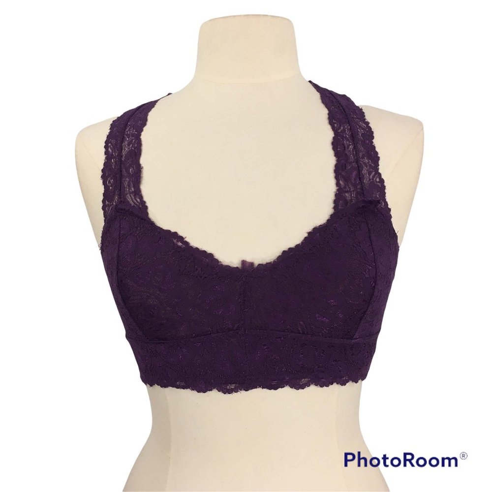 French Affair Purple Lace‎ Racerback Bralette, size Medium
